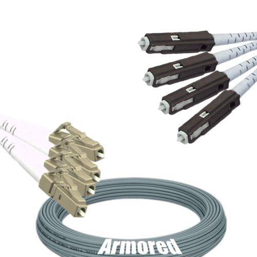 Indoor Armored 4 Fiber LC/UPC to MU/UPC Patch Cord 50/125 Multimode