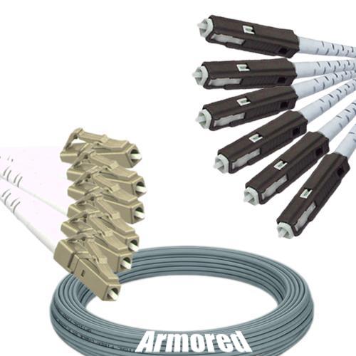 Indoor Armored 6 Fiber LC/UPC to MU/UPC Patch Cord 50/125 Multimode