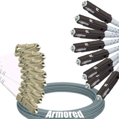 Indoor Armored 8 Fiber LC/UPC to MU/UPC Patch Cord 50/125 Multimode