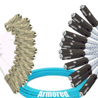 Indoor Armored 12 Fiber LC/UPC to MU/UPC Patch Cord OM3 50/125 MM