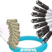 Indoor Armored 8 Fiber LC/UPC to MU/UPC Patch Cord OM4 50/125 MM