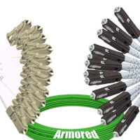 Indoor Armored 12 Fiber LC/UPC to MU/UPC Patch Cord OM5 50/125 MM