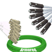 Indoor Armored 6 Fiber LC/UPC to MU/UPC Patch Cord OM5 50/125 MM