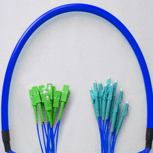 Indoor Armored 12 Fiber LC/UPC to SC/APC Patch Cord 9/125 Singlemode