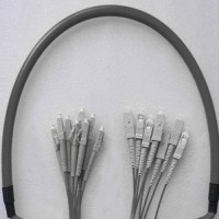 Indoor Armored 8 Fiber LC/UPC to SC/UPC Patch Cord 50/125 Multimode