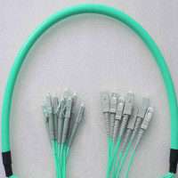 Indoor Armored 8 Fiber LC/UPC to SC/UPC Patch Cord OM3 50/125 MM