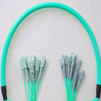 Indoor Armored 12 Fiber LC/UPC to SC/UPC Patch Cord OM4 50/125 MM