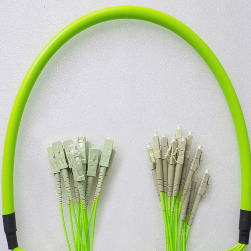 Indoor Armored 12 Fiber LC/UPC to SC/UPC Patch Cord OM5 50/125 MM