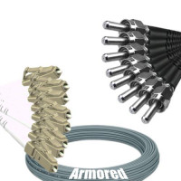 Indoor Armored 8 Fiber LC/UPC to SMA905/UPC Patch Cord 50/125 MM