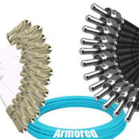 Indoor Armored 12 Fiber LC/UPC to SMA905/UPC Patch Cord OM3 50/125 MM