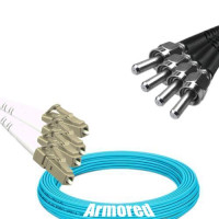 Indoor Armored 4 Fiber LC/UPC to SMA905/UPC Patch Cord OM3 50/125 MM