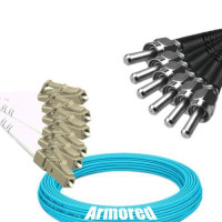 Indoor Armored 6 Fiber LC/UPC to SMA905/UPC Patch Cord OM3 50/125 MM