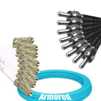 Indoor Armored 8 Fiber LC/UPC to SMA905/UPC Patch Cord OM3 50/125 MM