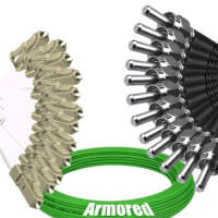Indoor Armored 12 Fiber LC/UPC to SMA905/UPC Patch Cord OM5 50/125 MM