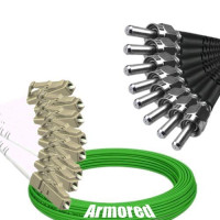 Indoor Armored 8 Fiber LC/UPC to SMA905/UPC Patch Cord OM5 50/125 MM