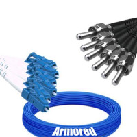 Indoor Armored 6 Fiber LC/UPC to SMA905/UPC Patch Cord 9/125 SM