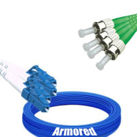 Indoor Armored 4 Fiber LC/UPC to ST/APC Patch Cord 9/125 Singlemode
