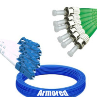 Indoor Armored 6 Fiber LC/UPC to ST/APC Patch Cord 9/125 Singlemode