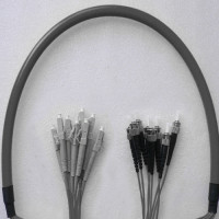 Indoor Armored 8 Fiber LC/UPC to ST/UPC Patch Cord 50/125 Multimode