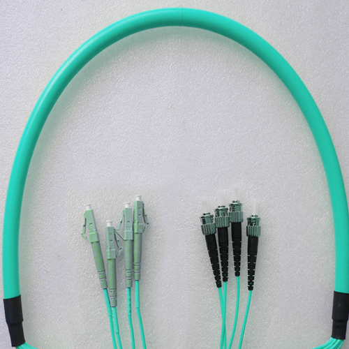 Indoor Armored 4 Fiber LC/UPC to ST/UPC Patch Cord OM3 50/125 MM