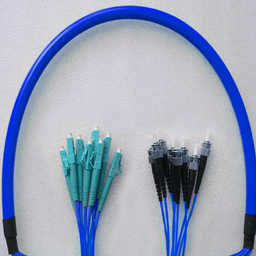 Indoor Armored 8 Fiber LC/UPC to ST/UPC Patch Cord 9/125 Singlemode