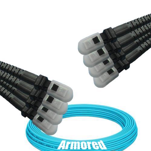 Indoor Armored 8 Fiber MTRJ/UPC to MTRJ/UPC Patch Cord OM3 50/125 MM