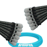 Indoor Armored 12 Fiber MTRJ/UPC to MTRJ/UPC Patch Cord OM4 50/125 MM