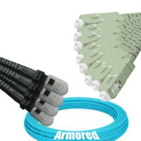 Indoor Armored 8 Fiber MTRJ/UPC to SC/UPC Patch Cord OM3 50/125 MM