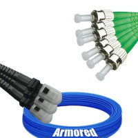 Indoor Armored 6 Fiber MTRJ/UPC to ST/APC Patch Cord 9/125 Singlemode