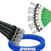 Indoor Armored 8 Fiber MTRJ/UPC to ST/APC Patch Cord 9/125 Singlemode