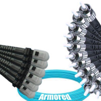 Indoor Armored 12 Fiber MTRJ/UPC to ST/UPC Patch Cord OM3 50/125 MM