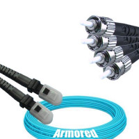 Indoor Armored 4 Fiber MTRJ/UPC to ST/UPC Patch Cord OM3 50/125 MM