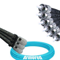 Indoor Armored 6 Fiber MTRJ/UPC to ST/UPC Patch Cord OM3 50/125 MM