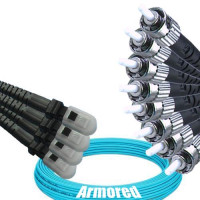 Indoor Armored 8 Fiber MTRJ/UPC to ST/UPC Patch Cord OM3 50/125 MM