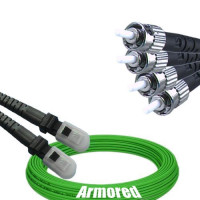 Indoor Armored 4 Fiber MTRJ/UPC to ST/UPC Patch Cord OM5 50/125 MM