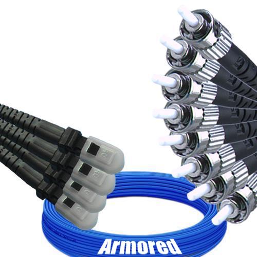 Indoor Armored 8 Fiber MTRJ/UPC to ST/UPC Patch Cord 9/125 Singlemode