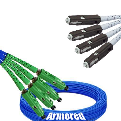 Indoor Armored 4 Fiber MU/APC to MU/UPC Patch Cord 9/125 Singlemode