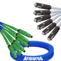 Indoor Armored 6 Fiber MU/APC to MU/UPC Patch Cord 9/125 Singlemode