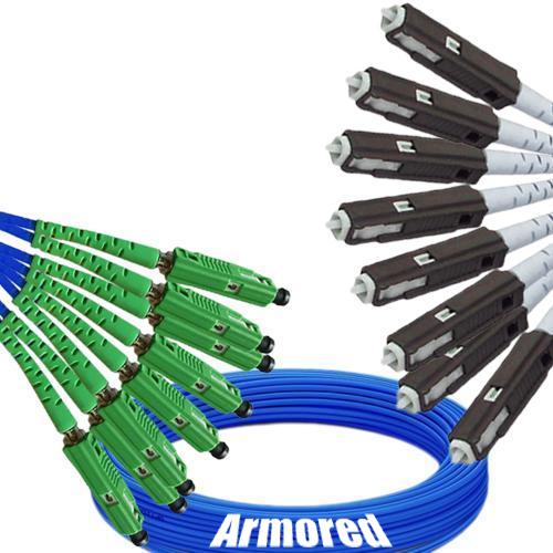 Indoor Armored 8 Fiber MU/APC to MU/UPC Patch Cord 9/125 Singlemode