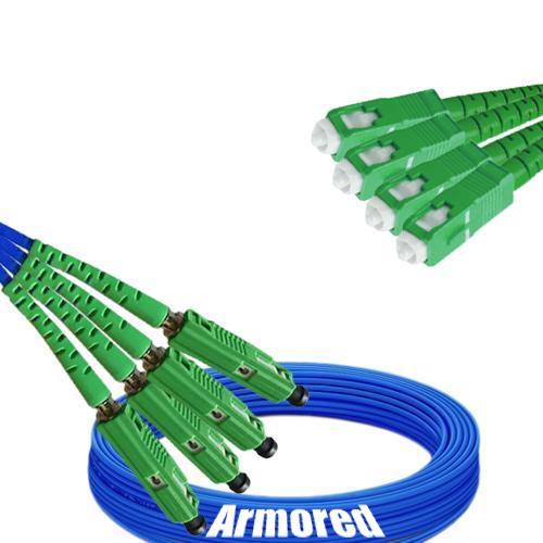 Indoor Armored 4 Fiber MU/APC to SC/APC Patch Cord 9/125 Singlemode