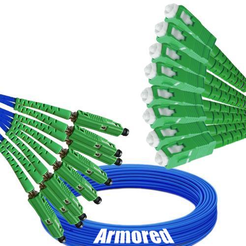 Indoor Armored 8 Fiber MU/APC to SC/APC Patch Cord 9/125 Singlemode
