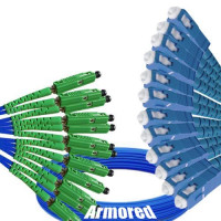 Indoor Armored 12 Fiber MU/APC to SC/UPC Patch Cord 9/125 Singlemode