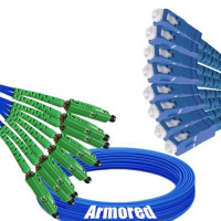 Indoor Armored 8 Fiber MU/APC to SC/UPC Patch Cord 9/125 Singlemode
