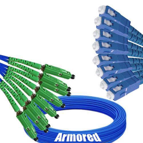 Indoor Armored 8 Fiber MU/APC to SC/UPC Patch Cord 9/125 Singlemode