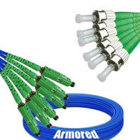 Indoor Armored 6 Fiber MU/APC to ST/APC Patch Cord 9/125 Singlemode