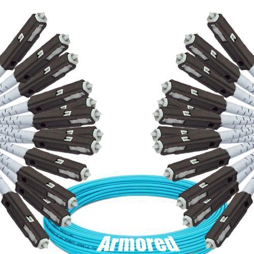 Indoor Armored 12 Fiber MU/UPC to MU/UPC Patch Cord OM3 50/125 MM