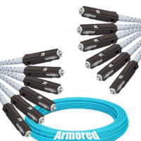 Indoor Armored 6 Fiber MU/UPC to MU/UPC Patch Cord OM3 50/125 MM