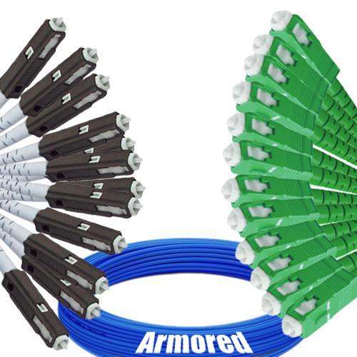 Indoor Armored 12 Fiber MU/UPC to SC/APC Patch Cord 9/125 Singlemode