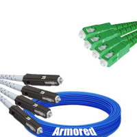Indoor Armored 4 Fiber MU/UPC to SC/APC Patch Cord 9/125 Singlemode