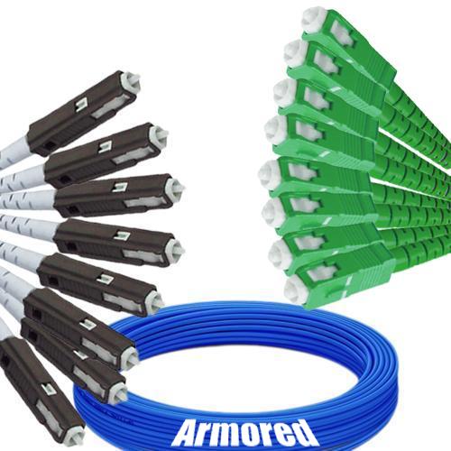 Indoor Armored 8 Fiber MU/UPC to SC/APC Patch Cord 9/125 Singlemode